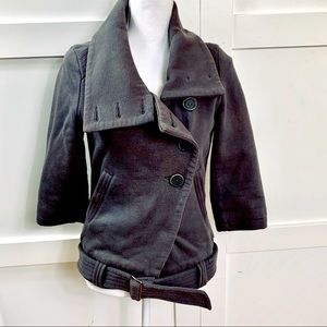 organic cotton coat with angled buttons